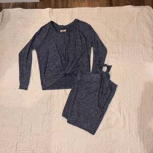 UGG Fallon Long Sleeve Knit Loungewear Pajama Set in Blue Heather